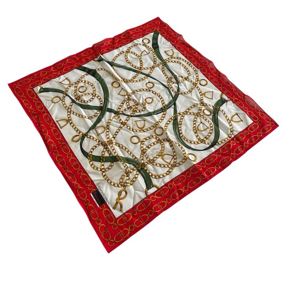 Roberta Di Camerino Vintage Red and Gold Patterned Handkerchief - Picture 8 of 10